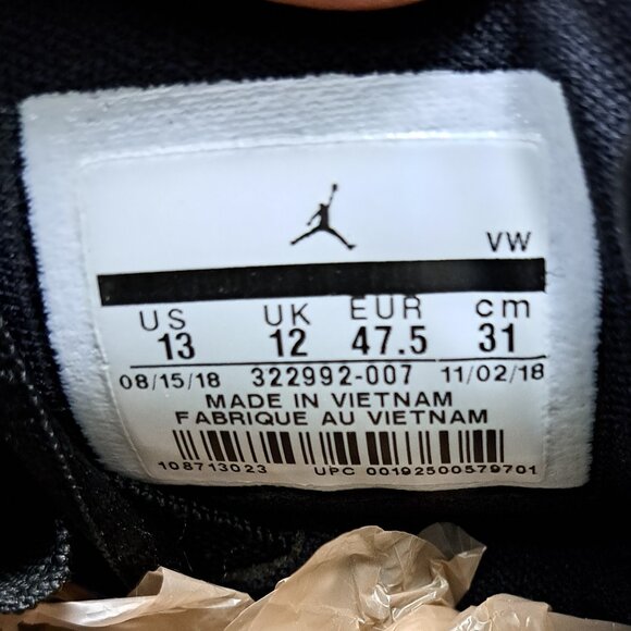 %Nike Jordan SIZE 13 Men 6 Rings 322992-007 Black Metallic Gold AJ20 main image 7